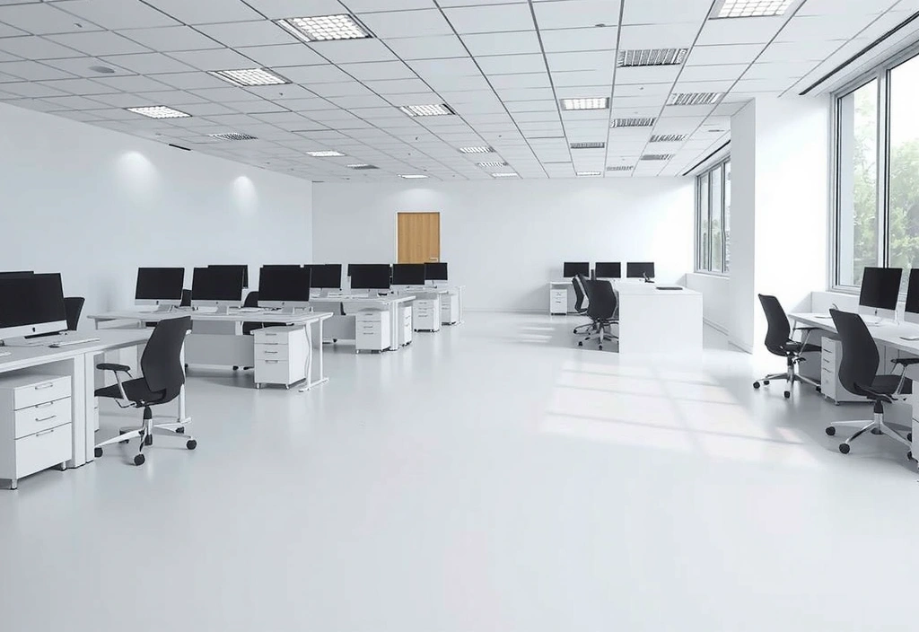 Moderní, čistá kancelář s otevřeným prostorem